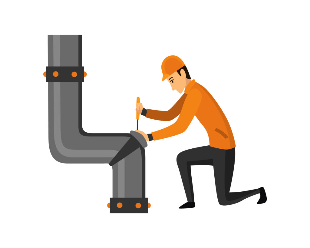 Oil Petroleum Industry. Engineer Or Oilman In Professional Work Process Isolated. Repair Extraction Or Transportation Oil And Petrol On Flat Cartoon Icon. Isolated Vector Illustration