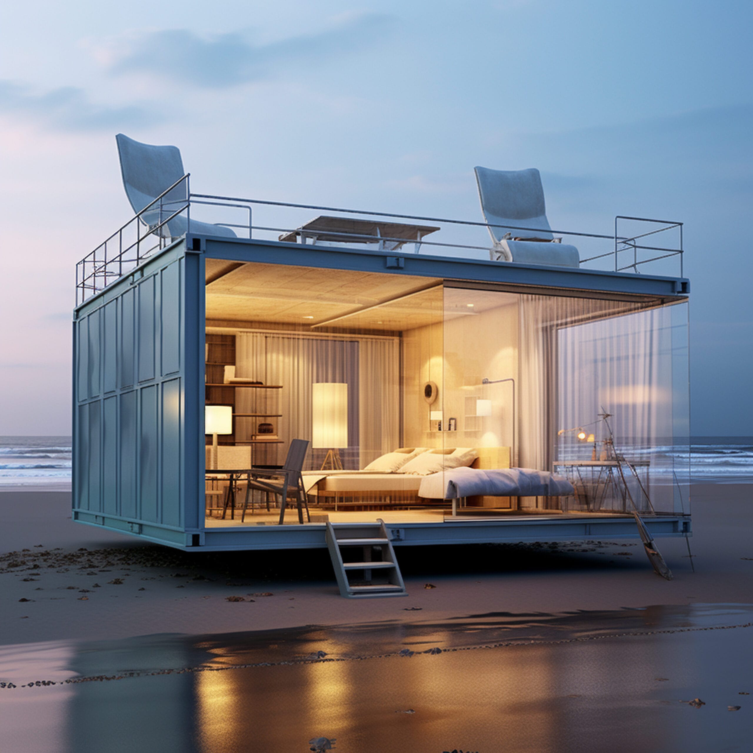 Modern Luxury House With A Beach In The Sea