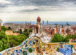 Scenic Aerial View From Park Guell In Barcelona, Catalonia, Spain
