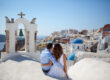 Young Couple Honeymoon On The Most Romantic Island Santorini, Greece